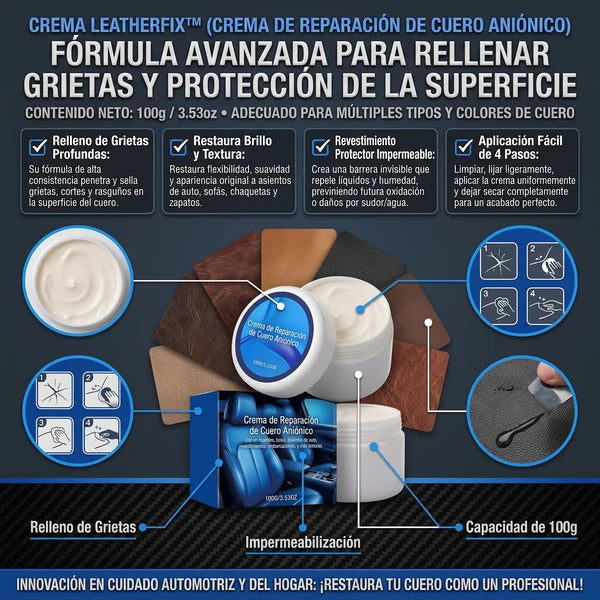 LEATHERFIX™ (100g) Crema Reparadora y Restauradora de Cuero