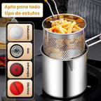 Olla freidora de 1,2L en acero inoxidable 304 alemán, compatible con cocinas de vitrocerámica e inducción
