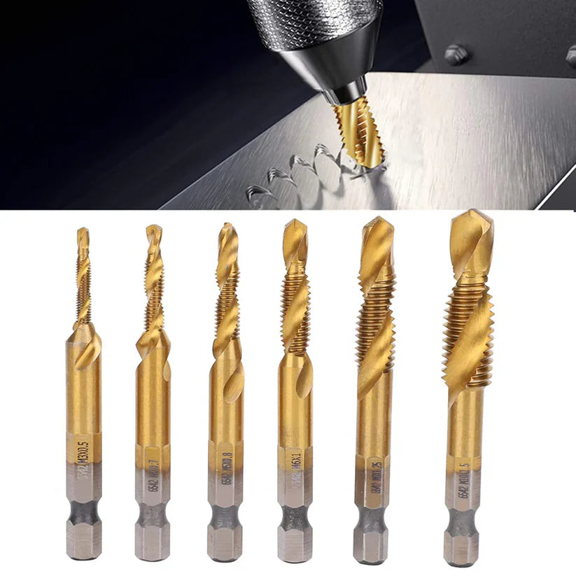 Kit De 6 Brocas PREMIUM Giratorias HSS Recubiertas de Titanio