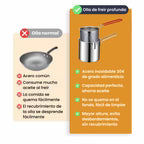 Olla freidora de 1,2L en acero inoxidable 304 alemán, compatible con cocinas de vitrocerámica e inducción