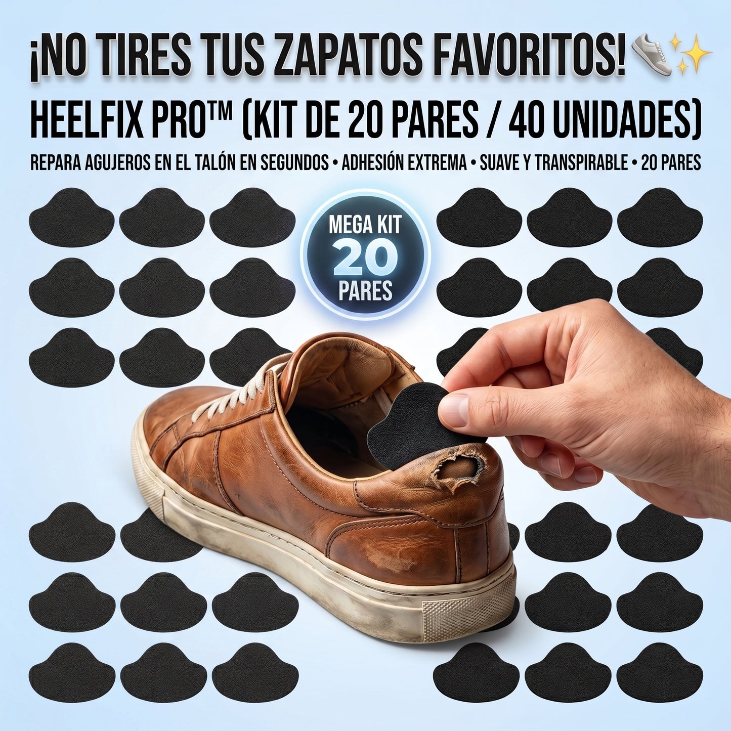 HEELFIX PRO™ Parches Autoadhesivos de Reparación Intensiva 20 Pares