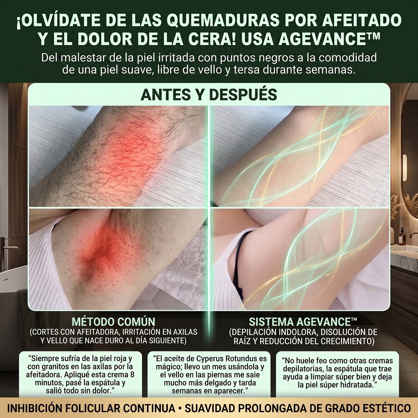 Cyperus Rotundus AgeVance™ Crema Depilatoria e Inhibidora del Vello