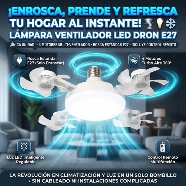 AEROLIGHT DRONE™ Lámpara LED con Ventilador Múltiple Estilo Dron