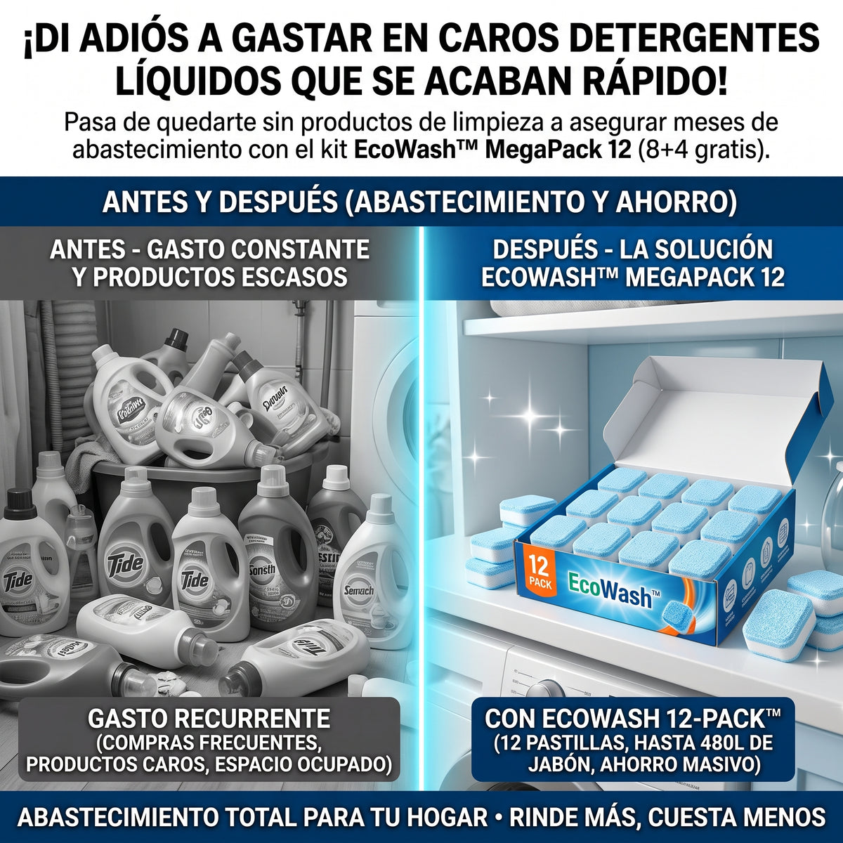 ECOWASH™ Pack 8+4 Pastillas de Jabón Concentrado Multiuso