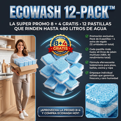 ECOWASH™ Pack 8+4 Pastillas de Jabón Concentrado Multiuso