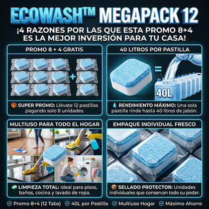 ECOWASH™ Pack 8+4 Pastillas de Jabón Concentrado Multiuso