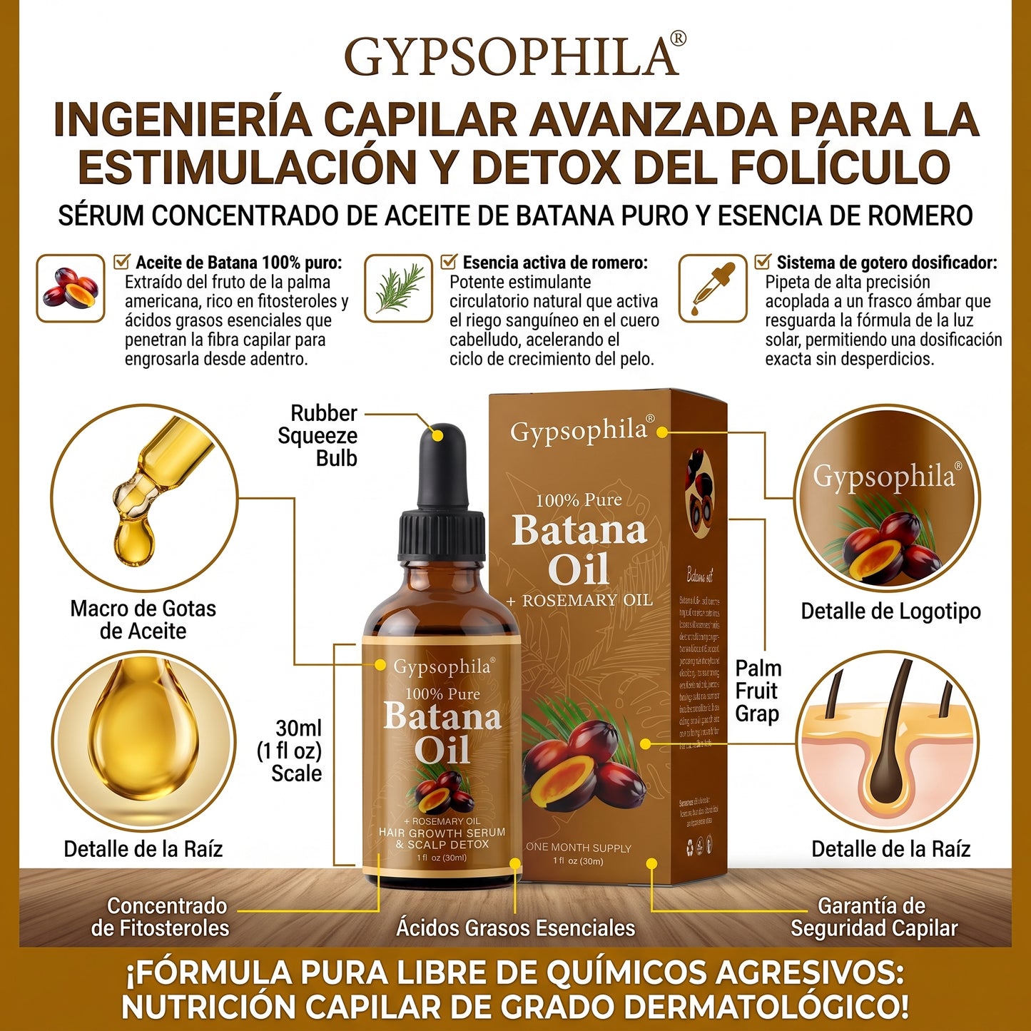 Batana Oil + Rosemary érum de Crecimiento Capilar