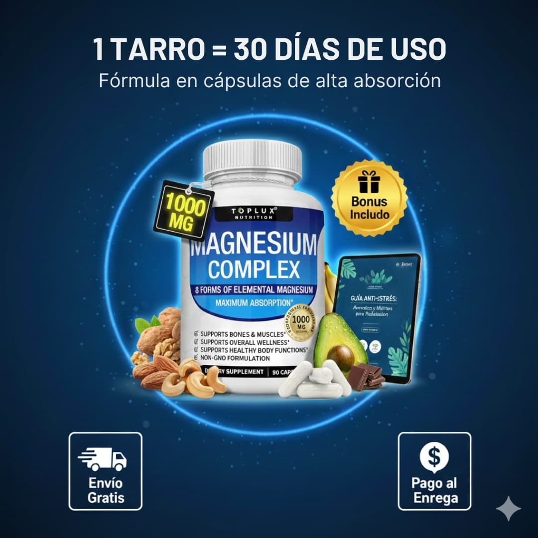 Magnesium Complex 1000 mg ORIGINAL ✨8 tipos de magnesio en 1 ⚡120 cápsulas en total 💊