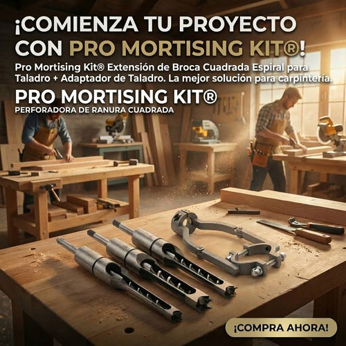 Pro Mortising Kit® Broca Cuadrada en Espiral Extensión para Taladro + Adaptador Para Taladro