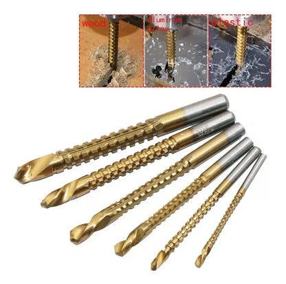 Kit De 6 Brocas PREMIUM Giratorias HSS Recubiertas de Titanio