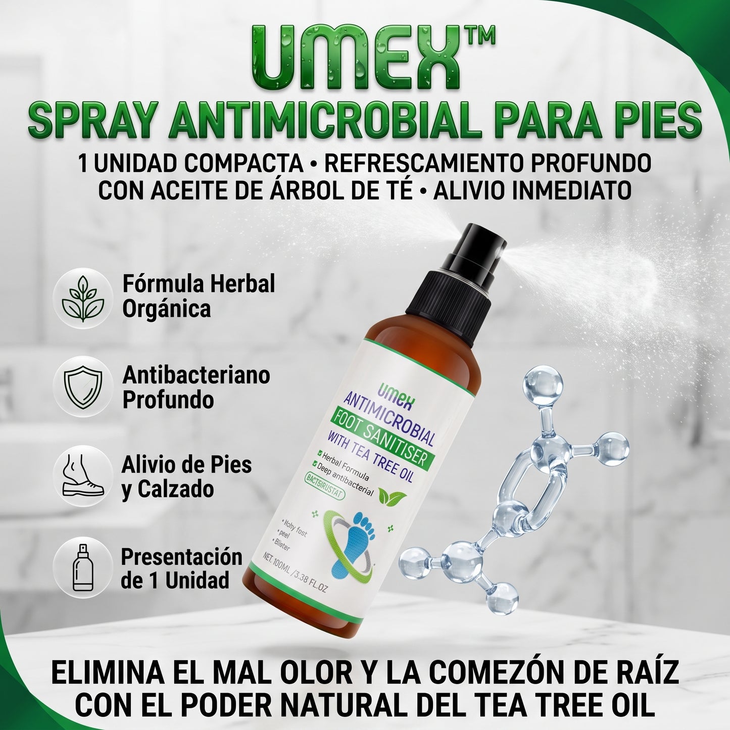 Umex™ Spray sanitizante e hipoalergénico para pies y calzado