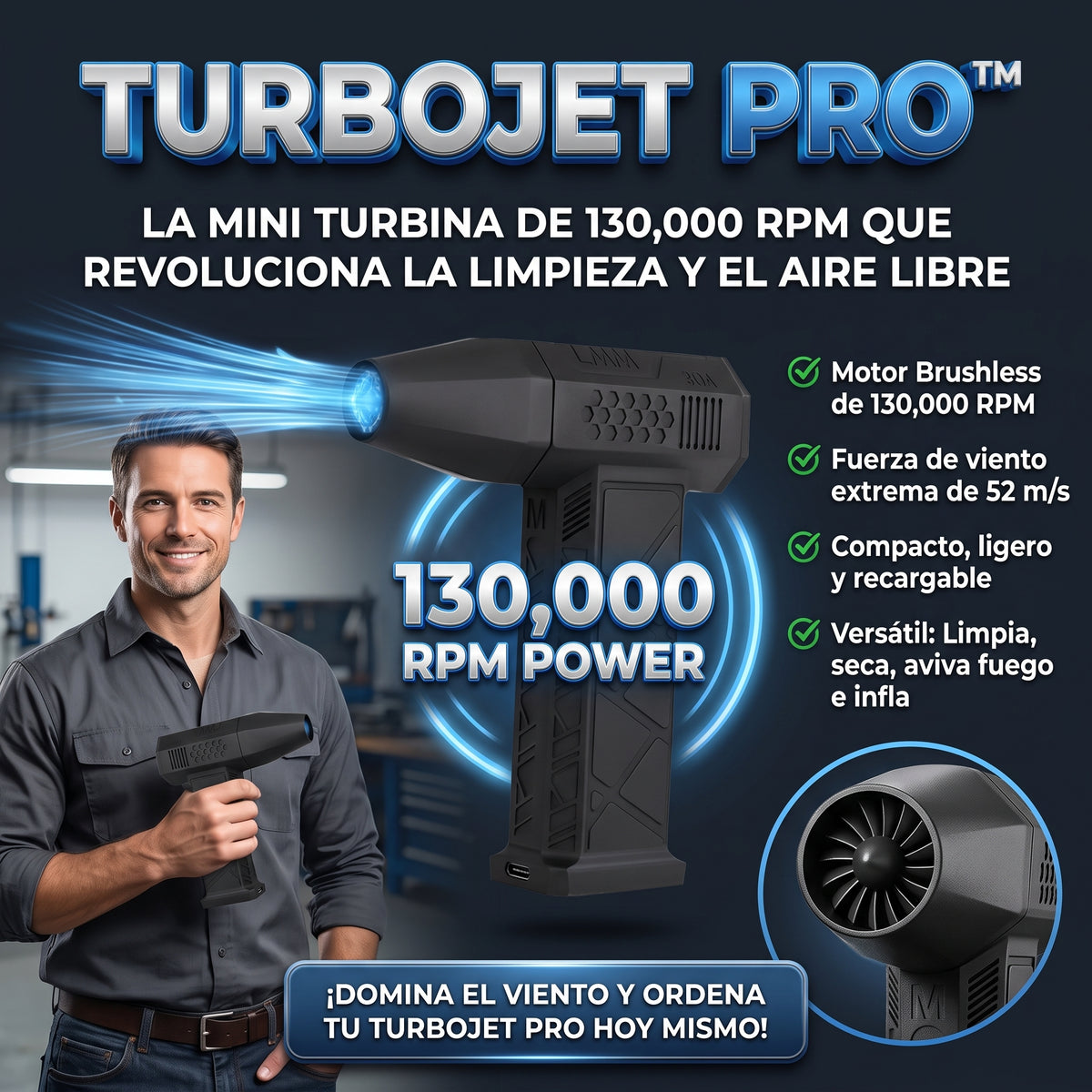 TurboJet Pro Mini Ventilador Turbo Jet Super Poderoso