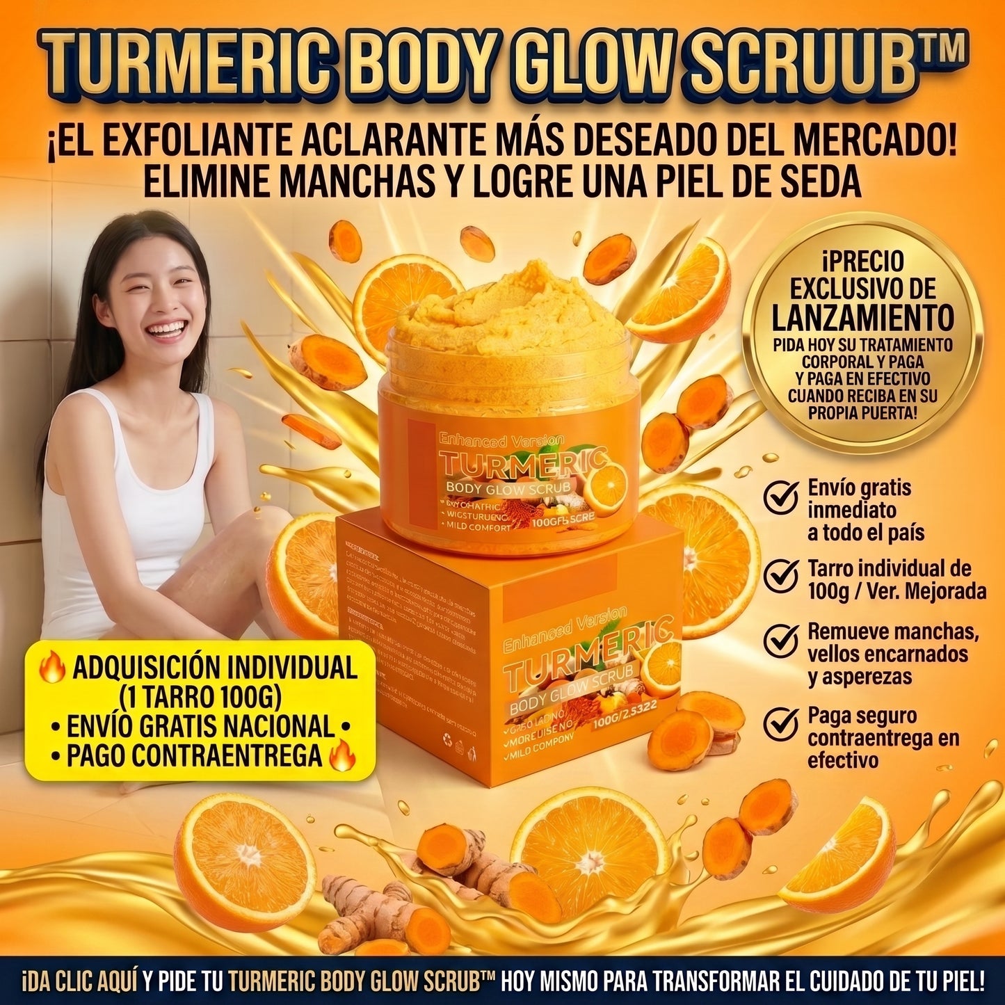 Turmeric Body Glow Scrub™ Exfoliante Corporal Aclarante con Cúrcuma
