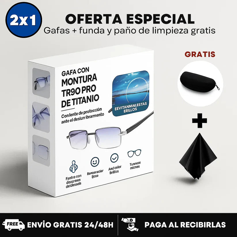 Gafas Anti-Rayos Vision™ + Funda de Cuero y Botella Limpia Gafas 500ml Grati