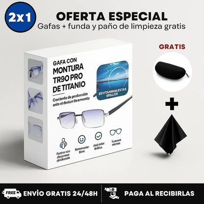 Gafas Anti-Rayos Vision™ + Funda de Cuero y Botella Limpia Gafas 500ml Grati