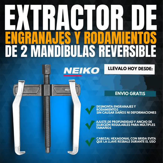 EXTRACTOR DE ENGRANAJES Y RODAMIENTOS DE 2 MANDÍBULAS REVERSIBLE | NEIKO®