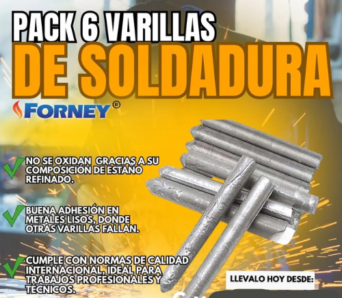 PACK X 6 VARILLAS DE SOLDADURA FORNEY®