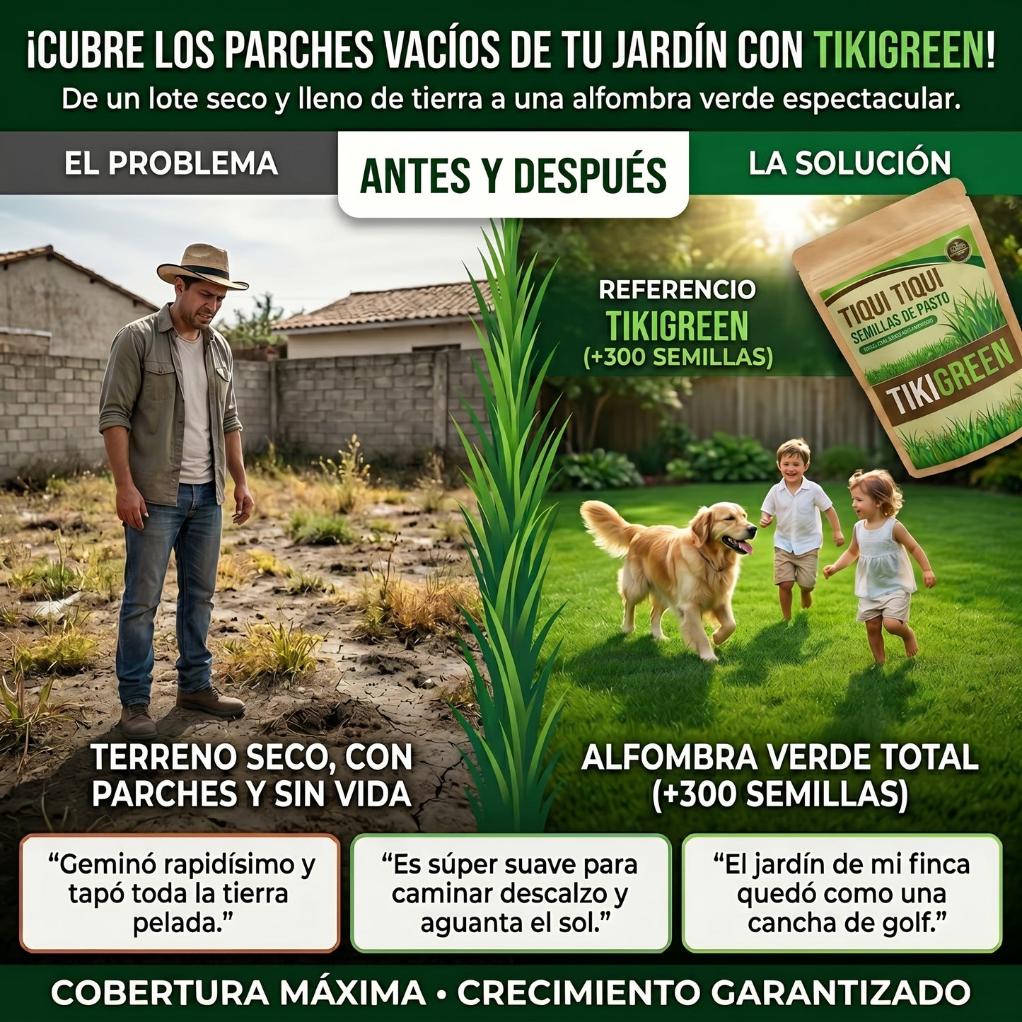 Semillas TikiGreen PREMIUM De Pasto Tipo Tiki Tiki